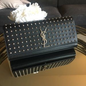 Saint Laurent Studded Clutch Cassandre